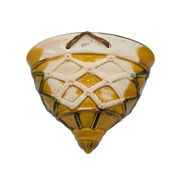 Tuscan Gold Made in Italy Ceramic Wall Art/ Planter  Sconce Rare - Picture 2 of 5